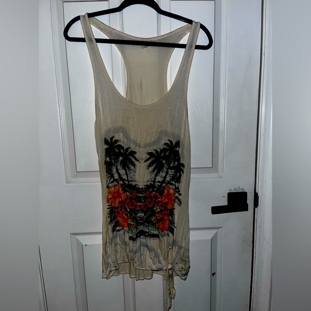 Body glove tropical floral palm tree racerback tank top